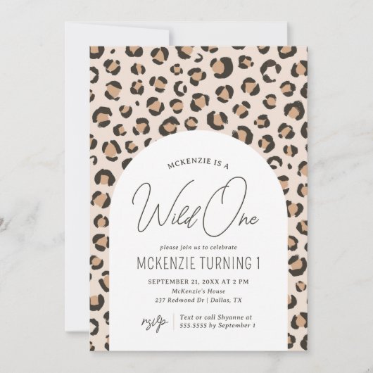 Invitation Wild One Empreinte de léopard 1er anniversaire (Devant)