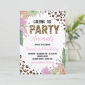 Invitation Wild One Empreinte de léopard 1er anniversaire Inv (Debout devant)