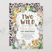 Invitation Wild One Empreinte de léopard Safari 1er anniversa (Devant / Derrière)