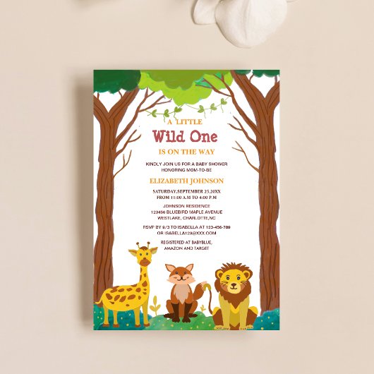 Invitation wild one est sur le chemin baby shower boisé