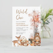 Invitation Wild One Fall Citrouille Woodland 1er anniversaire (Debout devant)