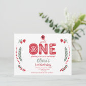 Invitation Wild One - Fête d'anniversaire 1ère année Fleur Ro (Debout devant)