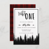 Invitation Wild One First Birthday Boy Modern Forest Simple (Devant / Derrière)