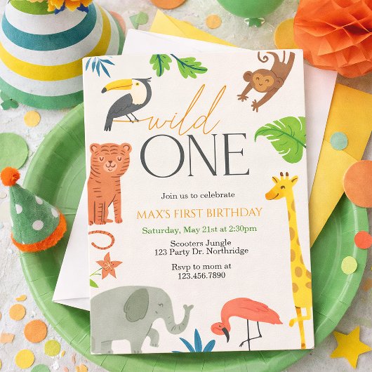 Invitation Wild One, First Birthday, Party Animal, 