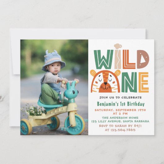 Invitation Wild One First Birthday Photo (Devant)