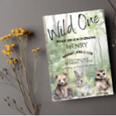 Invitation Wild One First Birthday Woodland Animaux Invitatio