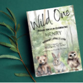 Invitation Wild One First Birthday Woodland Animaux Invitatio