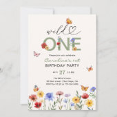 Invitation Wild One Fleur sauvage Butterfly 1er anniversaire (Devant)