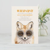 Invitation Wild One Fleur sauvage Lunettes de soleil Fox fête (Debout devant)