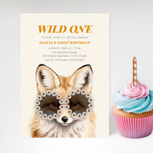 Invitation Wild One Fleur sauvage Lunettes de soleil Fox fête