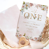 Invitation Wild One fleur sauvage roux rose filles anniversai