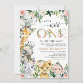 Invitation Wild One Floral Safari Baby shower (Devant)