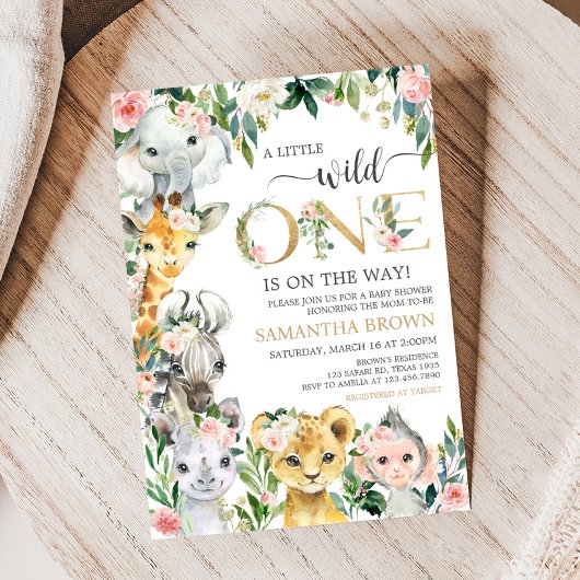 Invitation Wild One Floral Safari Baby shower