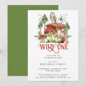Invitation Wild One Forest Animaux 1er Anniversaire (Devant / Derrière)