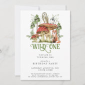 Invitation Wild One Forest Animaux 1er Anniversaire (Devant)