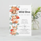 Invitation Wild One Forest Animaux Baby Boy Douche (Debout devant)