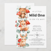 Invitation Wild One Forest Baby Boy Douche (Devant / Derrière)