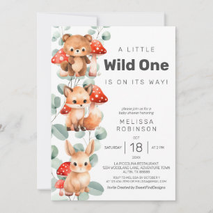 Invitation Wild One Forest Baby Boy Douche