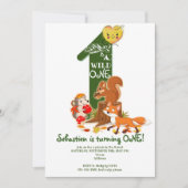 Invitation Wild ONE Forêt forestière Animaux Enfants 1er anni (Devant)