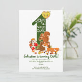Invitation Wild ONE Forêt forestière Animaux Enfants 1er anni (Debout devant)