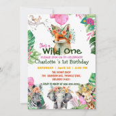 Invitation Wild One Fox Safari jungle 1er Animaux Anniversair (Devant)