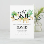 Invitation WILD ONE Garçon 1er Anniversaire Gold Foil Animaux (Debout devant)