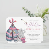 Invitation Wild One garçon premier anniversaire drôle fête tr (Debout devant)