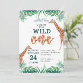 Invitation WILD ONE girafe premier anniversaire zoo de fête (Debout devant)