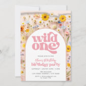 Invitation Wild One Girl 1st Birthday Fleur sauvage (Devant)