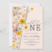 Invitation Wild One Girl Fleur sauvage 1er anniversaire (Devant)