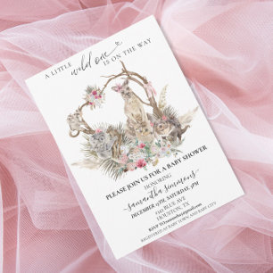 Invitation Wild One Girl Rose Australian Animaux Baby shower