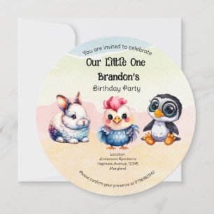 Invitation Wild One Happy Fun Woodland Animaux Aquarelle