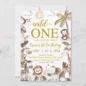 Invitation Wild One Jungle Animals 1st Birthday Party (Devant)