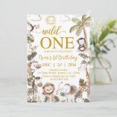 Invitation Wild One Jungle Animals 1st Birthday Party (Debout devant)