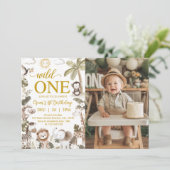 Invitation Wild One Jungle Animals 1st Birthday Party Photo (Debout devant)