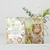 Invitation Wild One Jungle Animaux 1er Anniversaire Photo (Debout devant)