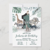 Invitation Wild One Jungle Animaux Anniversaire Fête Invitati (Devant)