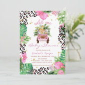 Invitation Wild One Jungle Animaux Baby shower Feuille (Debout devant)