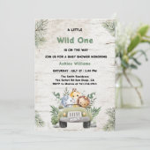 Invitation Wild one Jungle Animaux Baby shower garçon (Debout devant)