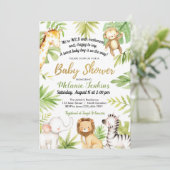 Invitation Wild One Jungle Animaux Garçon Baby shower (Debout devant)