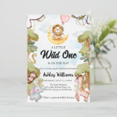 Invitation Wild One Jungle Animaux garçon Baby shower Invitat (Debout devant)