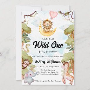 Invitation Wild One Jungle Animaux garçon Baby shower Invitat