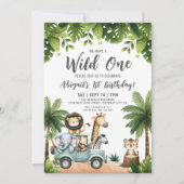 Invitation Wild One Jungle Animaux Safari 1er Anniversaire (Devant)