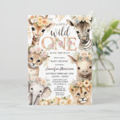 Invitation Wild One Jungle Animaux Safari Baby shower (Debout devant)