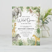 Invitation Wild One Jungle Animaux Safari Thème Baby shower (Debout devant)