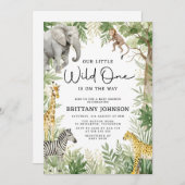 Invitation Wild One Jungle Animaux Safari Thème Baby shower (Devant / Derrière)