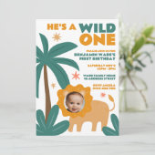 Invitation Wild One Jungle Baby Boy Photo 1er anniversaire (Debout devant)