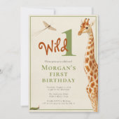 Invitation Wild One Jungle Giraffe 1er anniversaire (Devant)