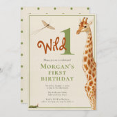 Invitation Wild One Jungle Giraffe 1er anniversaire (Devant / Derrière)