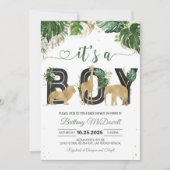 Invitation Wild One Jungle Gold Baby shower garçon (Devant)
